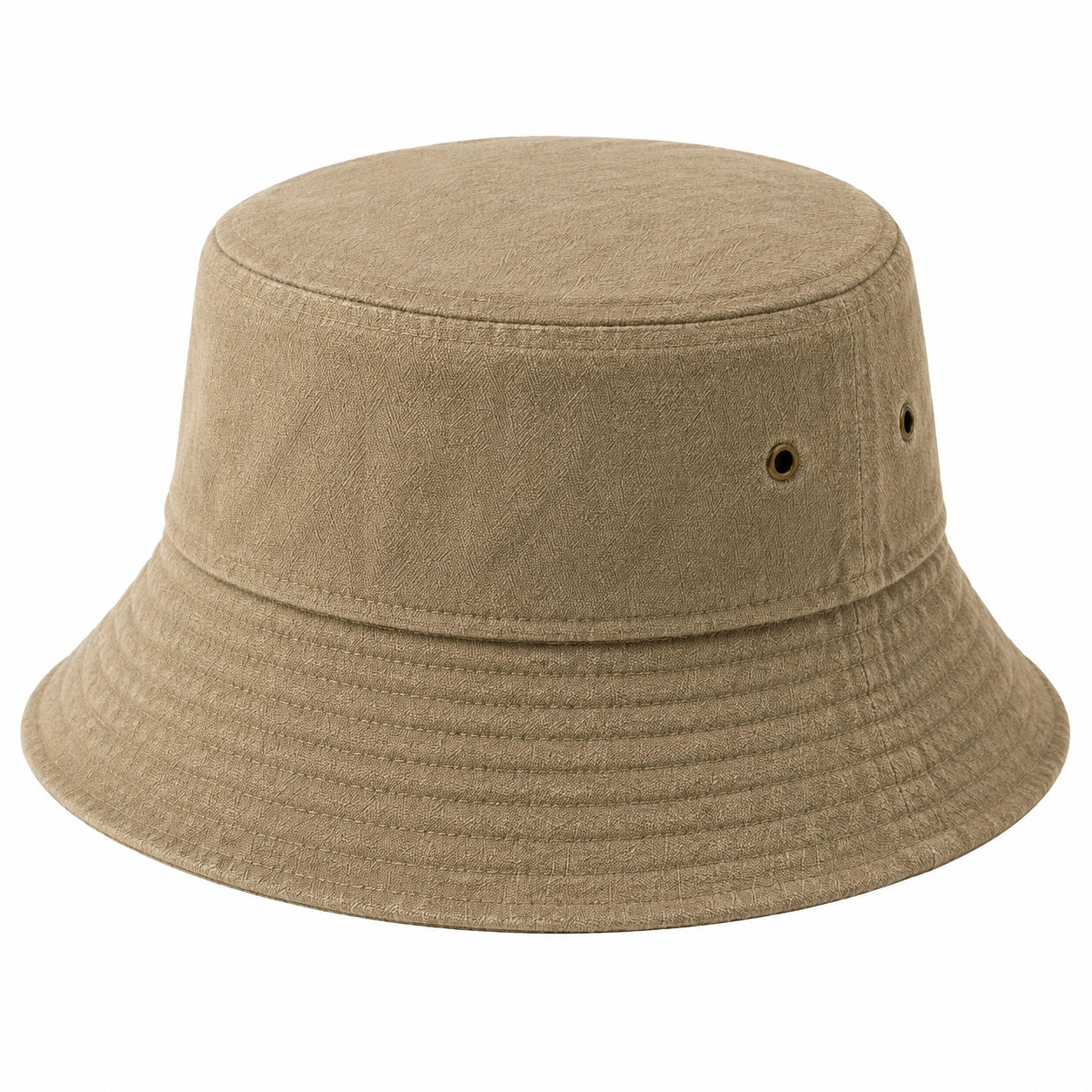 Bucket Hat Einheitsgröße aus strukturiertem Textil Khaki mit breiter Krempe