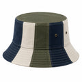 Bucket Hat Einheitsgröße aus Baumwollgewebe in Grün Navy Creme mit breiter Krempe