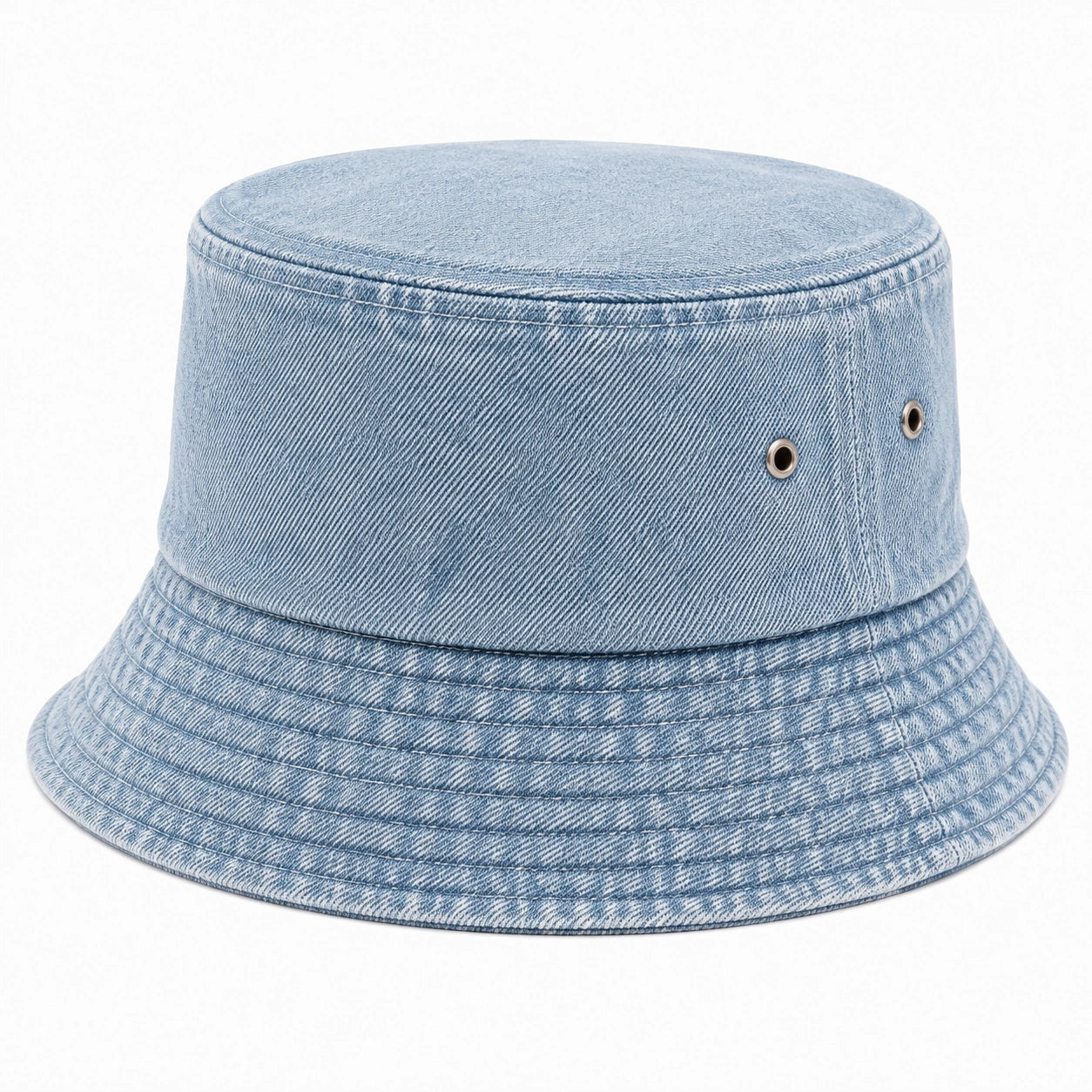 Bucket Hat Einheitsgröße aus Denim Hellblau mit Belüftungsösen