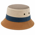 Anglerhut Einheitsgröße aus Textilgewebe in Beige Blau Braun mit breiter Krempe