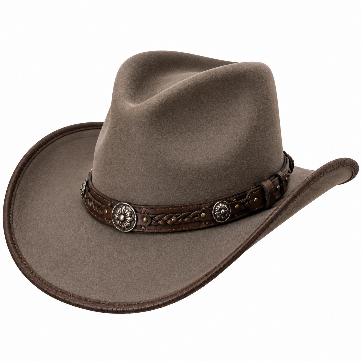 Cowboyhut Einheitsgröße Braun lederähnliche Oberfläche für Freizeit und Kostüm im Westernstil
