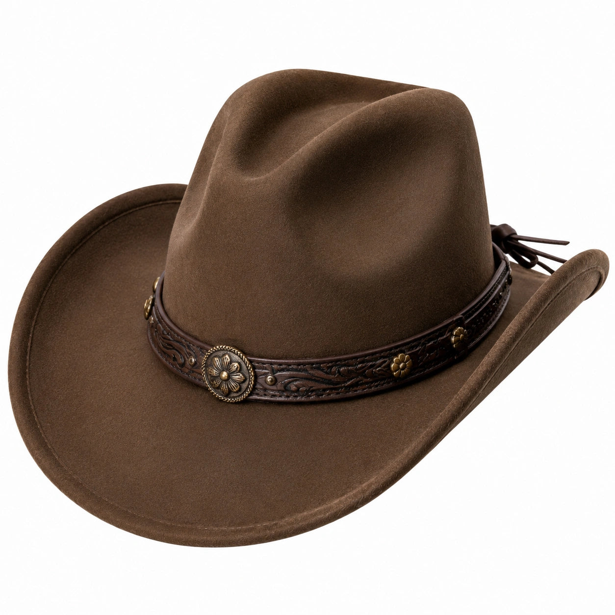 Cowboyhut Einheitsgröße Braun in Veloursoptik mit verstellbarem Zierband