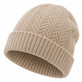 Strickmütze Einheitsgröße Beige mit Umschlag und Zopfmuster