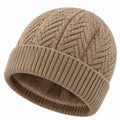 Strickmütze Einheitsgröße Beige mit Umschlag wärmendes Zopfmuster