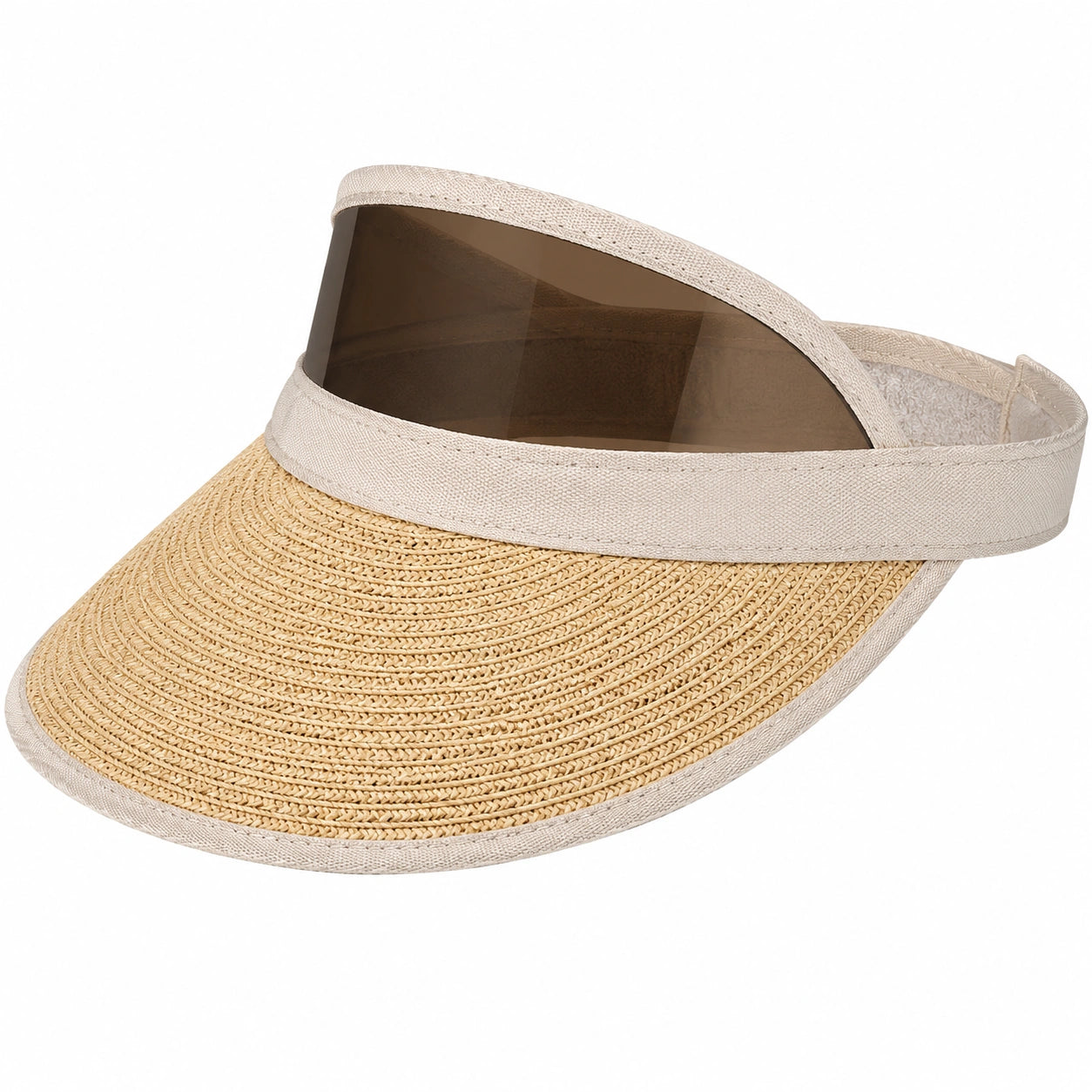 Sonnenblende Einheitsgröße Stroh Beige/Braun mit getönter Sichtblende für Freizeit