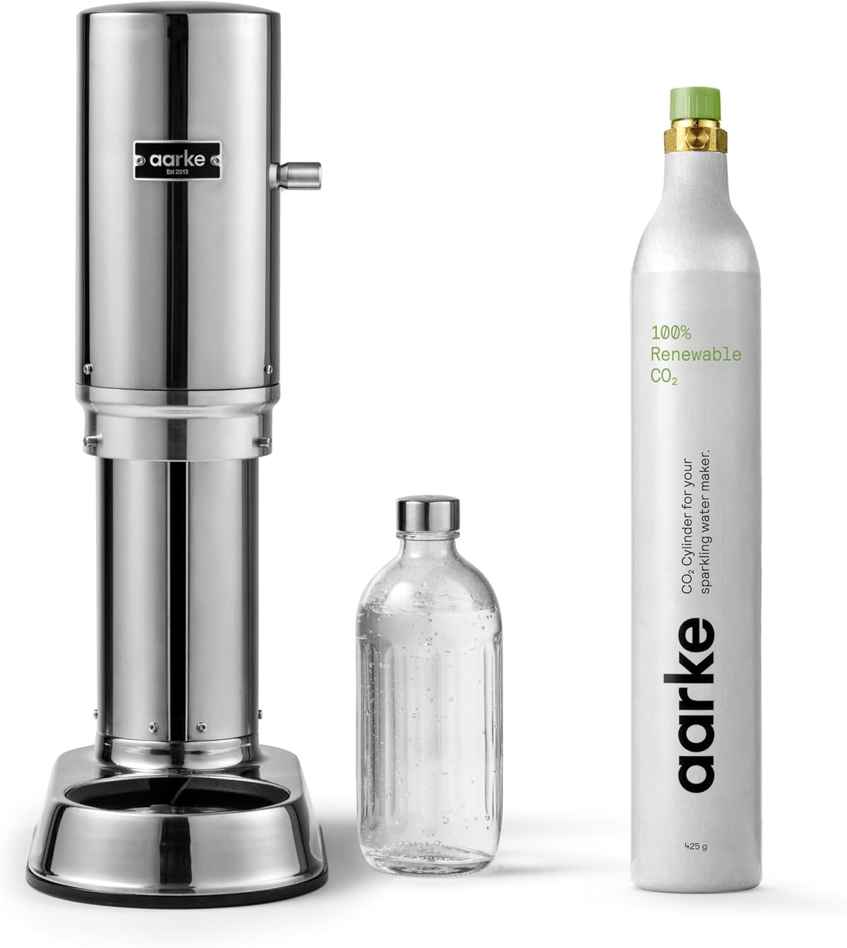 aarke Wassersprudler, 60 L, Silber, Carbonator Pro, aus Edelstahl im modernen Edelstahl Finish mit CO2 Zylinder