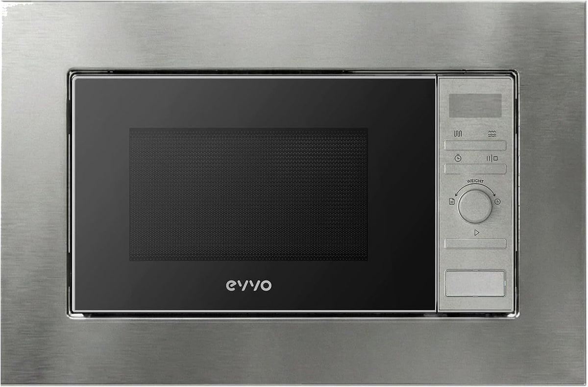 EVVO Mikrowelle, 21 Liter, Silber/Schwarz, Integrierte, Mi30, Edelstahl, Grillfunktion, Digitalanzeige, Kindersicherung und 60-Minuten-Timer