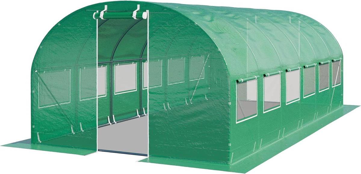 TOOLPORT Gewächshaus, Grün, Folien 3x6m stabil & langlebig mit Fenster - reißfeste PE