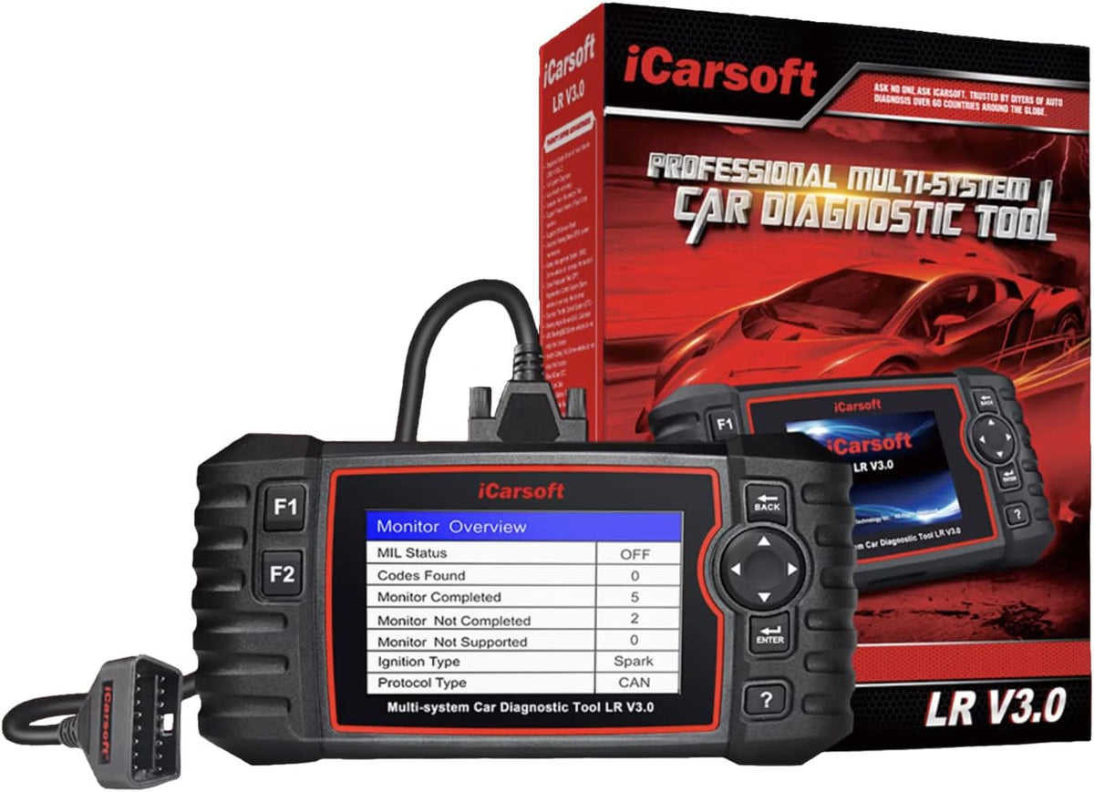 iCarsoft OBD-II Diagnosewerkzeuge, Schwarz/Rot, LR V3.0, Koffer für Diagnose Auto Pro kompatibel für Land-Rover