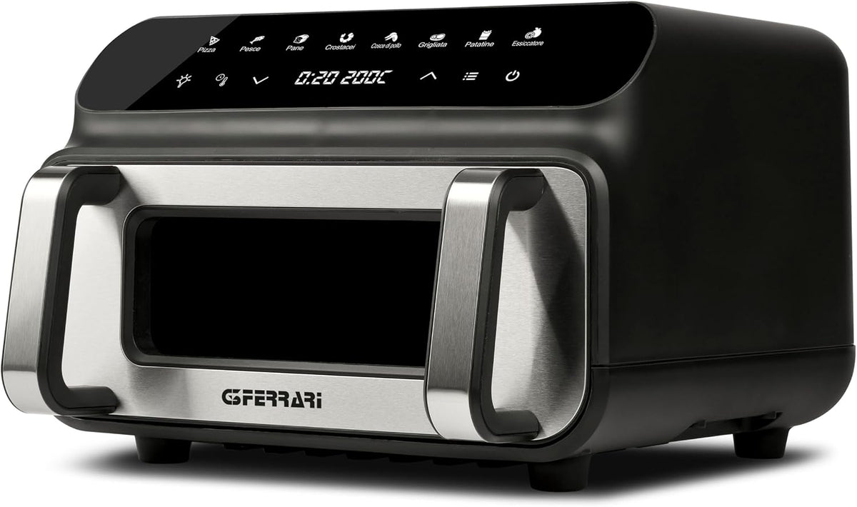 G3 Ferrari Heissluftfritteuse, 2000 W, 10 L, Schwarz/Silber-Grau, G10181 Heißluftfritteuse & BBQ-Grill 'Friggisano BBQ'
