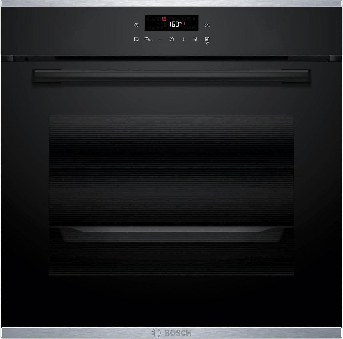 Bosch Backofen, 60 x 60 cm, Schwarz, HBA272BB3, Serie 4, Einbau-, Pyrolyse-Selbstreinigung, LED Touch Control, 3D-Heißluft