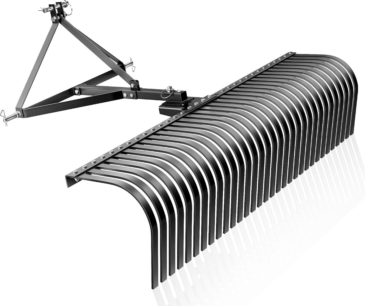 Wiltec Rasenmäher, 152 cm, Schwarz, Rasentraktor Heuharke mit Arbeitsbreite, Heurechen mit 32 Harkenzinken