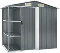 Gerätehaus Emmtore, 205x130x183 cm, 4 L, Verzinktes Eisen, Kunststoff, Grau, Gartenhaus mit Regal üftungsschlitzen Schiebetür
