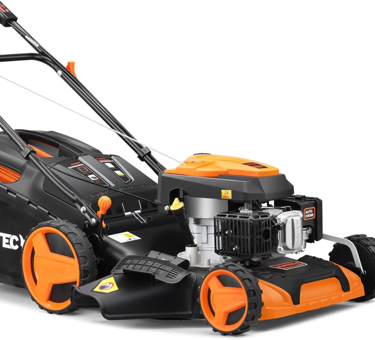 Fuxtec Rasenmäher, 51 cm, 60 L, schwarz/orange, 4in1 Benzin FX-RM5196PRO mit Flexibler Antrieb, Schnittbreite, 4-Taktmotor