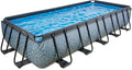 EXIT TOYS Stahlrahmenpool, 540x250x100 cm, grau/blau, Stone Pool - - Großer, Rechteckiger Rahmenpool mit Sandfilterpumpe - Extra tiefer