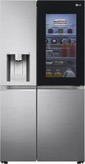 LG Gefrierschrank, 635 l, Silber/Schwarz, GSXV91PZAE Amerikanischer Kühlschrank Side by Side, Nano-UV-Eis-Spender