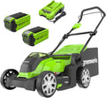 Greenworks Rasenmäher, 500 m, 41 cm, 40 V, 40 V, Grün/Schwarz, Kabelloser Akku für Flächen bis zu ², Schnittbreite