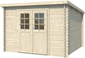 Gerätehaus woodtex, 298 x 259 x 203 cm, 28 mm, Holzfarbe, Holz Gartenhaus Blockbohlenhaus CA2974, Wandstärke, Naturbelassen