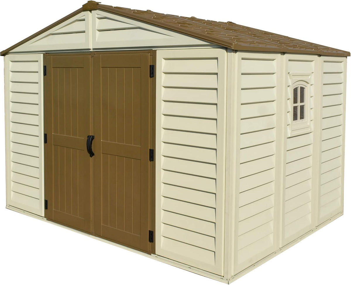 Gerätehaus Duramax, 7.64 m, Beige/Braun, WoodBridge Plus 10 x 8 ( ²) Kunststoff mit 1 festen Fenster, wartungsfreie