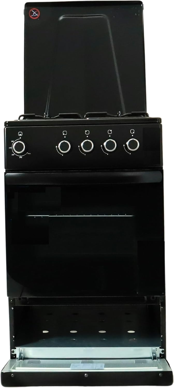 Gasline Elektroherd, 50 cm, Schwarz, SHGG5050THTB Gas Standherd Gasbackofen mit Thermostat l LPG