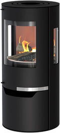 H&M Germany Kaminofen, 6 kW, Schwarz, Thermia Hiron Trio 3 Sichtscheiben modernes Design Holzofen
