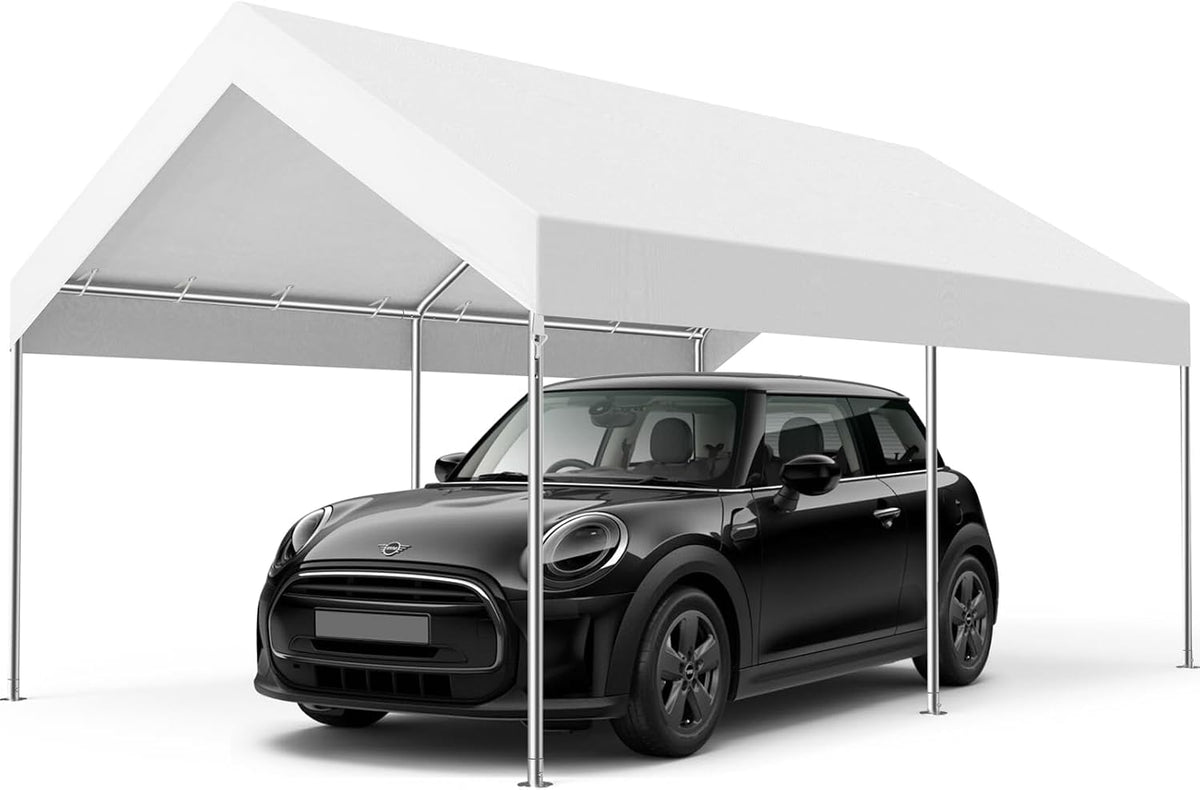 MasterCanopy Gerätehaus, 4,5 m, Weiß, 3 x verzinkter Stahl Garagenzelt Lagerzelt Carport PE Dach