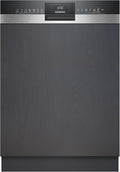 SIEMENS Geschirrspüler, 60 cm, Schwarz/Edelstahl, SN53ES27AE iQ300, Smarter Teilintegrierter, Made in Germany, Besteckkorb