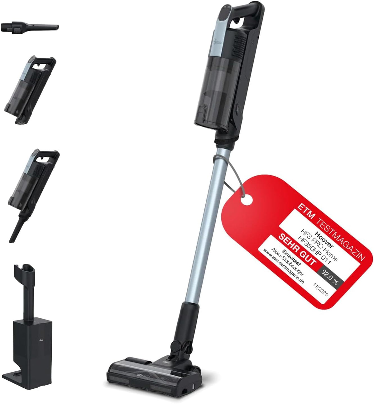 Hoover Staubsauger, 3 L, Schwarz/Silber, Akku- kabellos HF3 Pro Home mit automatischer, bis zu 60 Min. Laufzeit