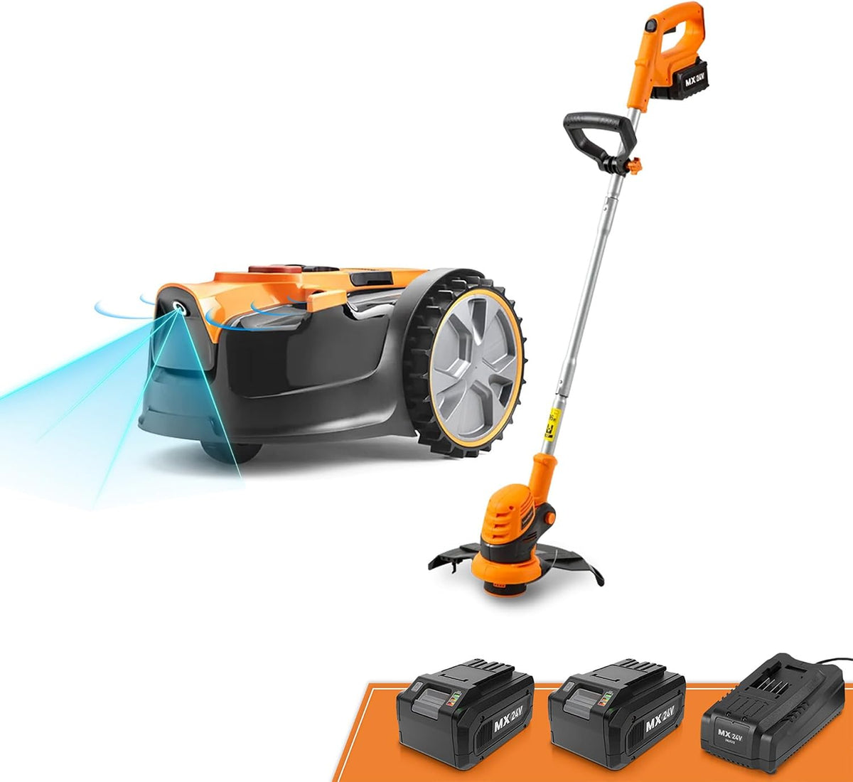 Lawnmaster Elektrorasierer, 24 V, Orange/Schwarz/Silber, OcuMow®16 Rasenmäher Roboter mit kabellosem, optische Navigation