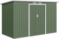 Outsunny Gerätehaus, 280x130x172 cm, 6,3m, Hellgrün/Weiß, Metall ³ Geräteschuppen mit Pultdach Schiebetür wetterfest