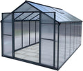 Ouboer Gewächshaus, 238 x 361 cm, 8,23m, Grau, Aluminium für den Garten ² inklusive Fundament Doppeltür, Frühbeet Aufzucht