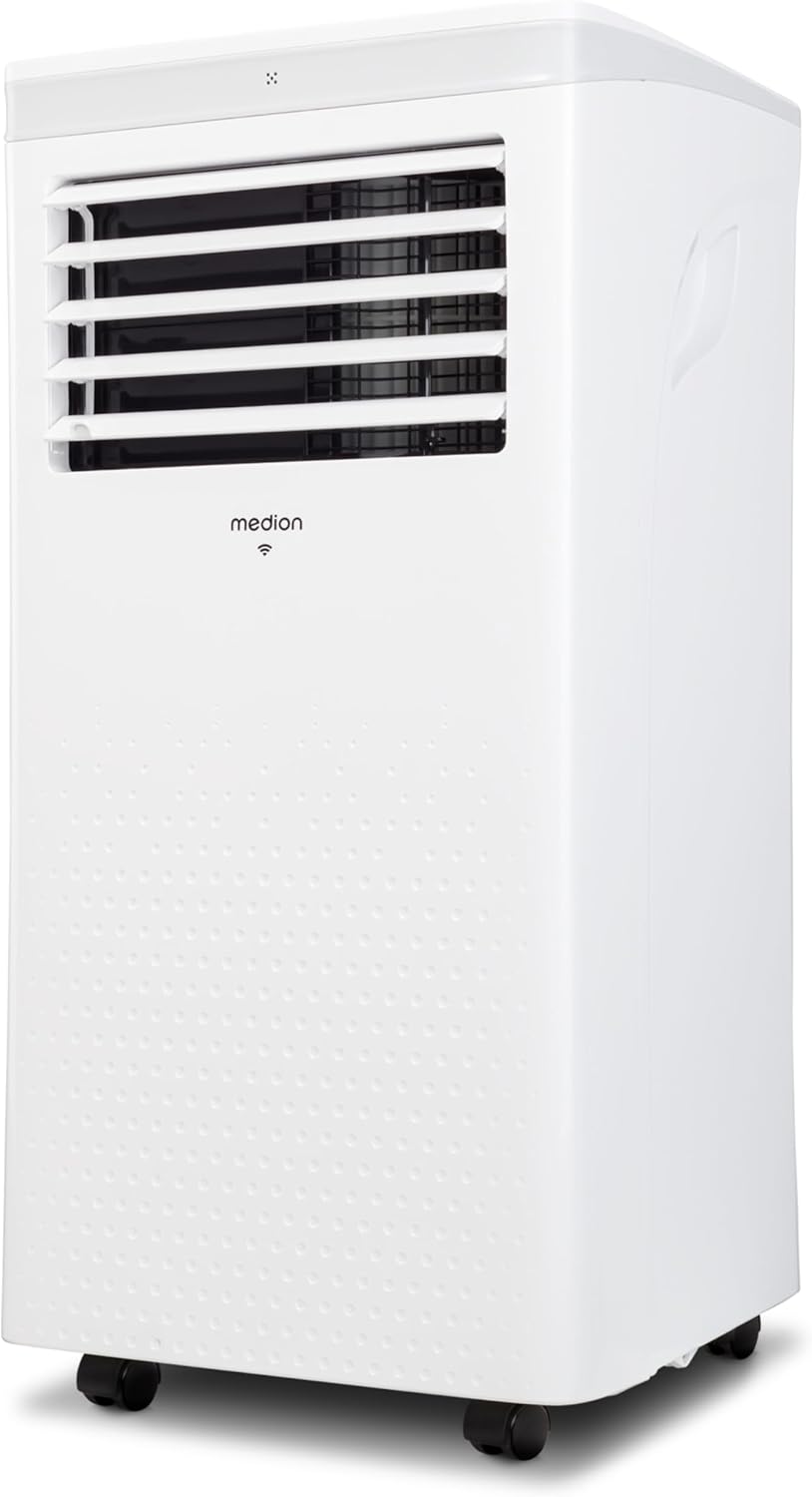 MEDION Tablet, Weiß, P702 (MD 37737) Smarte Mobile Klimaanlage mit, 3in1, bis 25qm, 7.000 BTU, Kühlen, Entfeuchten
