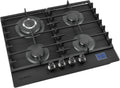 KB ELEMENTS Gasherd, Schwarz, Gaskochfeld 4 Flammig, Einbau-Gaskocher für Zuhause & Wohnmobil, DIGITALER GAS-STOP-TIMER