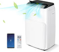 COSTWAY Klimaanlage, 135 m, Weiß/Schwarz, mobile mit Abluftschlauch 14000 BTU, für Raum bis ³, 5 in 1 Klimagerät zum Kühlen & Heizen & Entfeuchten &