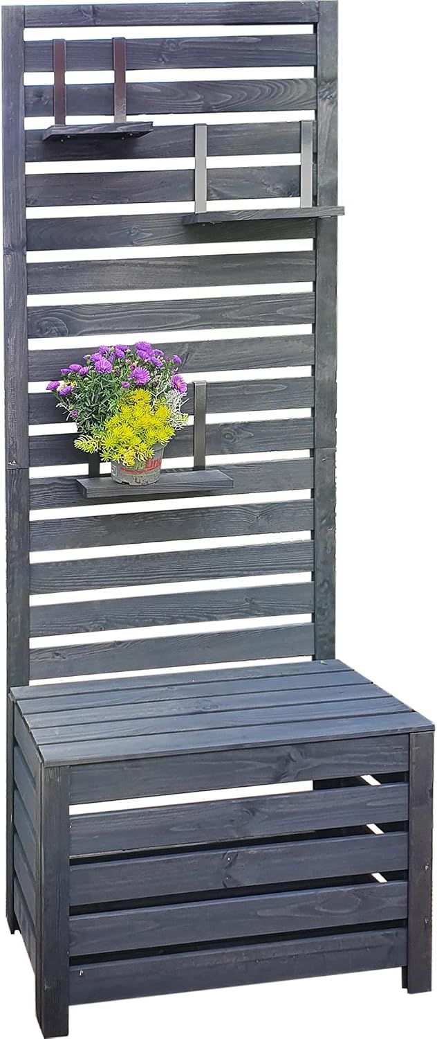 Promadino Garten,Gartenarbeit,Gartengestaltung & Rankhilfen, Anthrazit, Spaliersichtschutz mit Staukasten