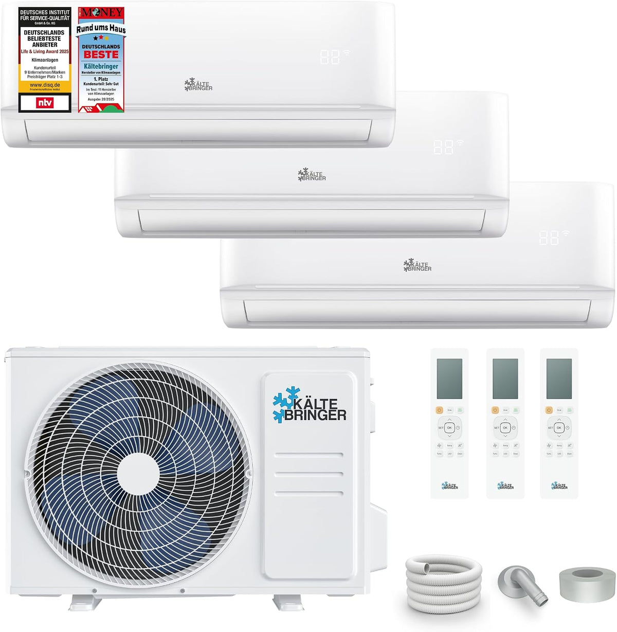 Kältebringer Split-Klimaanlage, 7,9 kW, Weiß, Multisplit Klimaanlage 3 Innengeräte - 27000 BTU - -, Heizen, Lüften