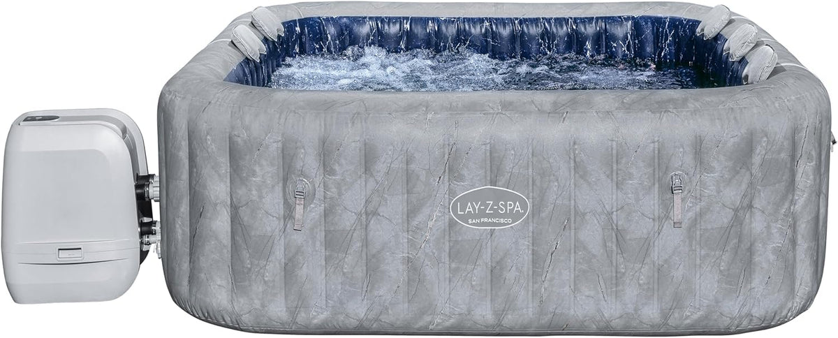 Bestway Aufblasbare Pools, 230 x 230 x 71 cm, 10 HydroJet + 180 AirJet- Düsen, Für bis zu 7 Personen, Wasserkapazität (80%): 1.180 Liter