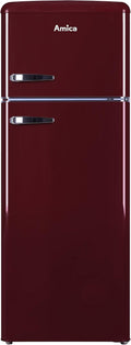 Amica Kühlschrank, 144 cm, 55 cm, 62 cm, Weinrot, KGC 15631 R Retro Kühl-/Gefrierkombination / Wine Red /
