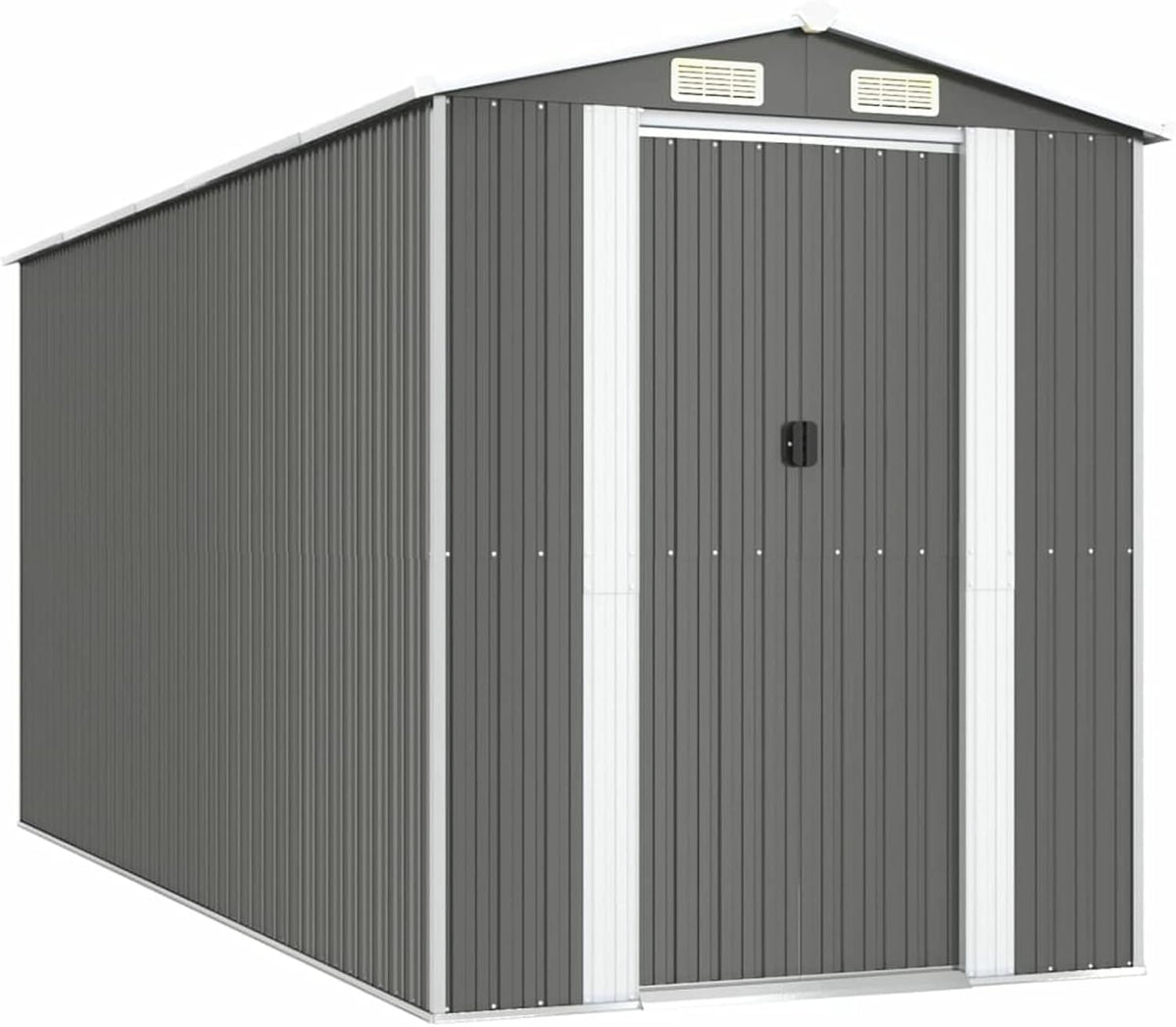 Gerätehaus Tidyard, 192x440x223 cm, 80x194 cm, Hellgrau, Geräteschuppen Gartengeräte Gartenhauses Gartenschuppen