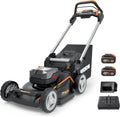 WORX Rasenmäher, 46 cm, 40 V, Schwarz/Orange/Silber, WG749E Akku (2x20 V) PowerShare, Radantrieb, Kraftvoller Bürstenloser Motor