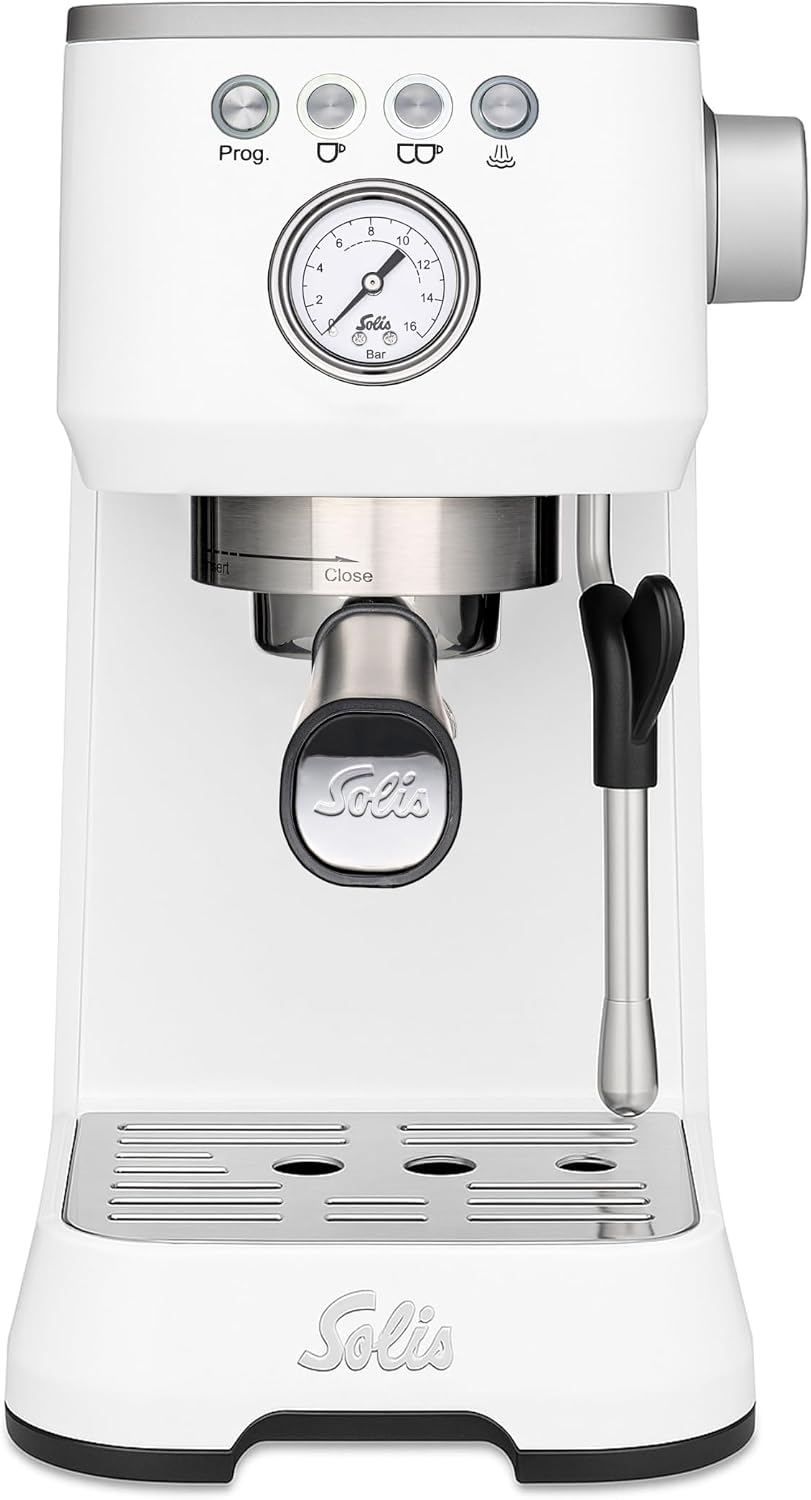 Solis Kaffeemaschine, 1,7 Liter, Weiß, Kaffeeautomat, Barista Perfetta Plus (Typ 1170), Siebträgermaschine