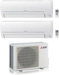 Mitsubishi - Split-Klimaanlage, Weiß, Dual Split Klimaanlage 12000 + 9000 BTU, Inverter, Klasse A++/A+ MSZ-HR25 + HR35VF + MXZ-2HA50VF