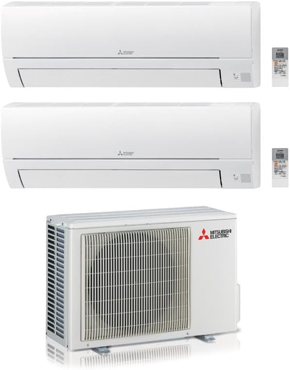 Mitsubishi - Split-Klimaanlage, Weiß, Dual Split Klimaanlage 12000 + 9000 BTU, Inverter, Klasse A++/A+ MSZ-HR25 + HR35VF + MXZ-2HA50VF