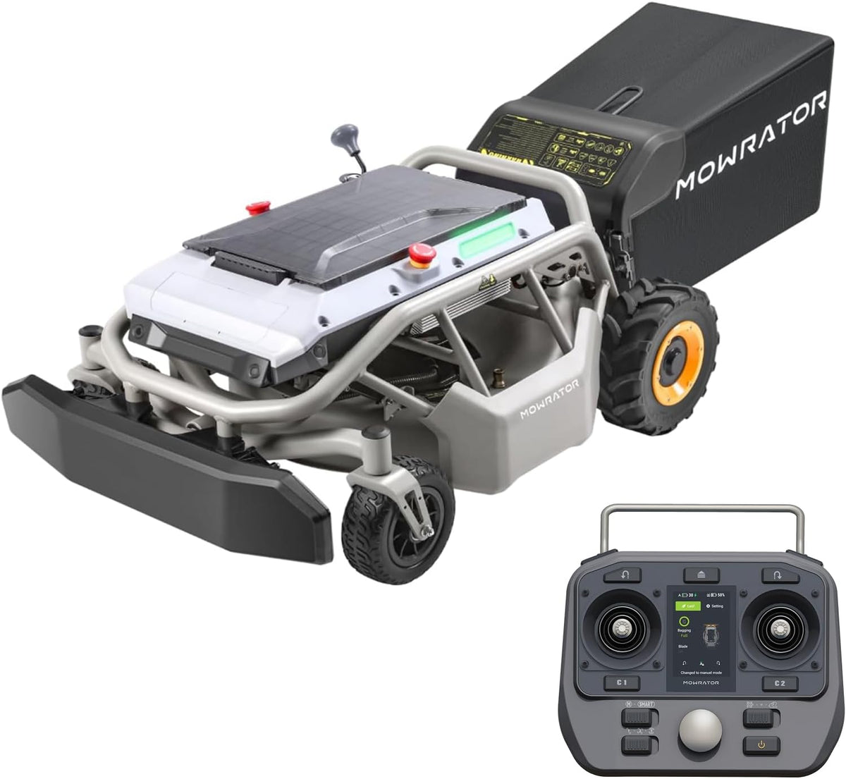 Mowrator Rasenmäher, 11,6 cm, 3000m, 12 Ah, 56 V, weiß/schwarz/grau, S1 2WD Ferngesteuerter, Multifunktionaler RC-Mäher mit echter 21' Klinge