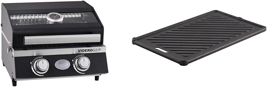 RÖSLE Gasgrill, Schwarz/Silber, BBQ-Portable VIDERO G2-P tragbarer Tischgrill mit 2