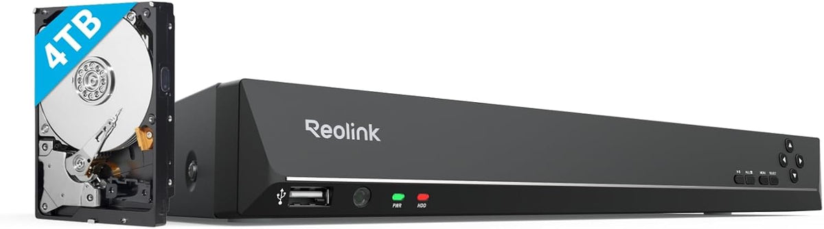 Reolink Kamera, Schwarz, 16CH 4K PoE NVR Überwachungssystem Rekorder mit 4TB, Videoüberwachung für Haus, Innen