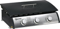 Outsunny Gasgrill, 61 × 35,5 cm, 7,5 kW, Schwarz/Silber, mit 3 Brenner Grillfläche tragbarer Tischgrill mit Deckel