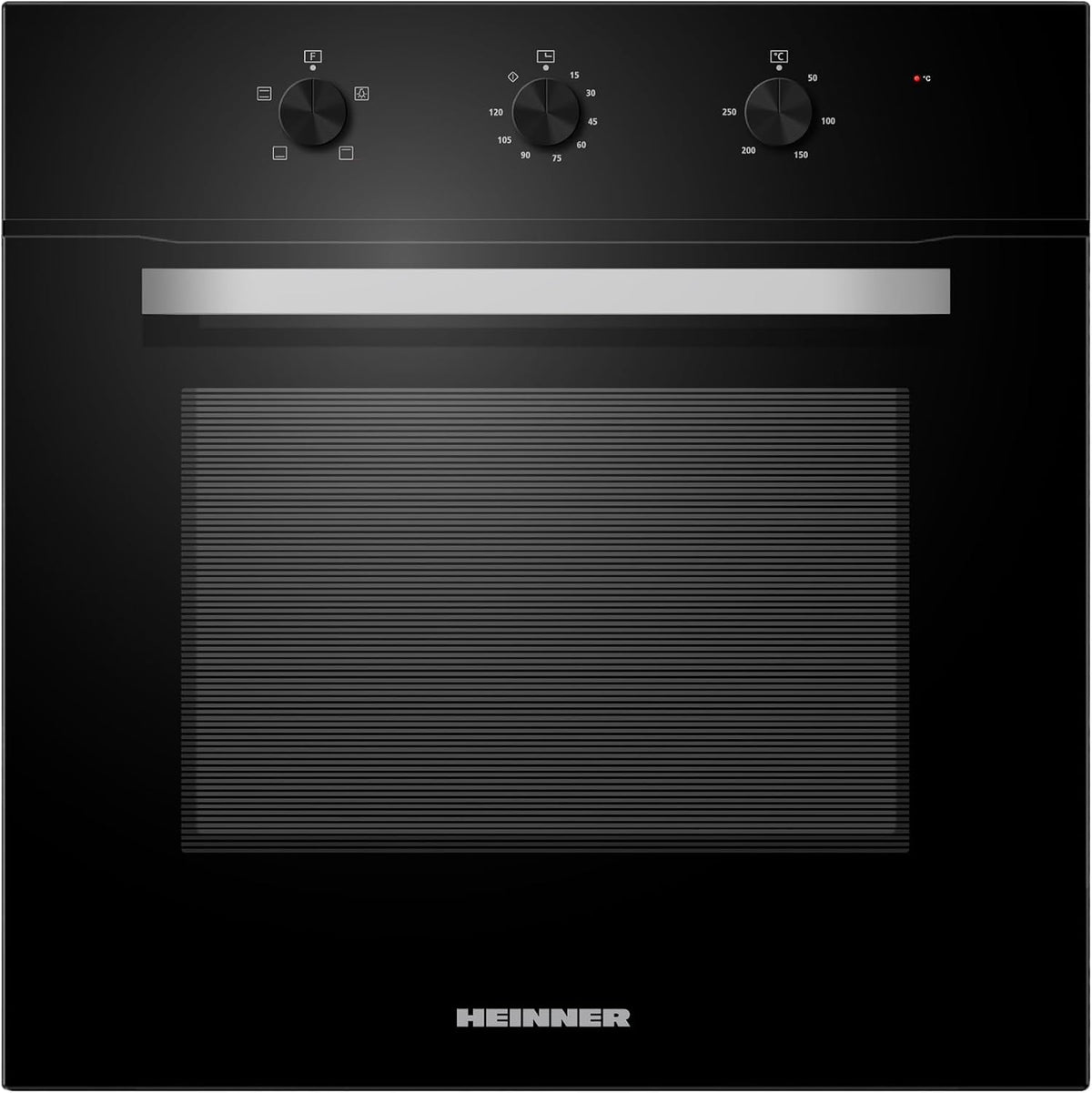 HEINNER Backofen, 70 L, Schwarz, HBO-M654G-GBK Einbau-Elektro-, Fassungsvermögen, 4 Kochfunktionen, mechanische Steuerungen