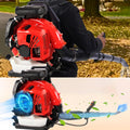 KIUYTQQ Schneefräse, 2,7 kW, Rot/Schwarz/Weiß, Akku-Laubbläser für den Garten, Benzin-Laubbläser mit 2-Takt-Rucksack