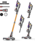 CHEBIO Staubsauger, 600 W, 1.8 L, Orange/Silber/Lila, Akku 50000Pa/ /75Min, Kabellos mit freistehend, LED Display